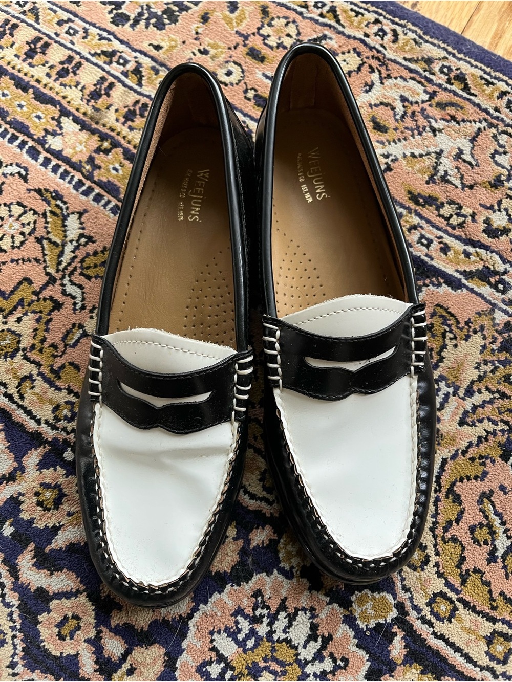 G.H. Bass & Co. Black and White Penny Loafers